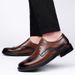 Euro Step British Style Round Brogue Carved Korean Version Trendy Business Casual Leather Large Toe Heightening Thick Sole Men's_vogvips.com