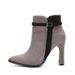 Autumn Winter New Fashion Korean Style Suede Pointed Toe Women's Chunky Heel High Heels Belt Buckle Short Color Block_vogvips.com