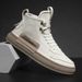 Men's Genuine Leather Casual Sneakers - Breathable Low-Top Lace-Up Shoes With Cushioned Sole, Classic Round Toe Design For Everyday Comfort_vogvips.com