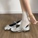 Silver Popular Bow 2026 Summer Ballet Retro Mary Jane Dress French Shallow Flat Soft-soled Shoes_vogvips.com