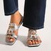 Women's Flat Sandals Summer Style Open Toe Beach Shoes Fashionable Outdoor Slippers with Metal Buckle Versatile_vogvips.com