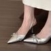 High Heel For Women 2025 Summer New French Style Cloed Bow Pointed Toe Stiletto Shallow Mouth Fahion Veratile_vogvips.com