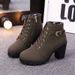 Mid-Heel Single With Belt Buckle For Women 2024 Autumn Thick Heel Short Round Toe Martin Lace-Up Ankle Riding Boots_vogvips.com
