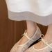 Gravity Shoe Factory 2025 Spring/Summer New White Mesh Bow Thin Single For Women With Height Increase, Mary Jane Shoes_vogvips.com