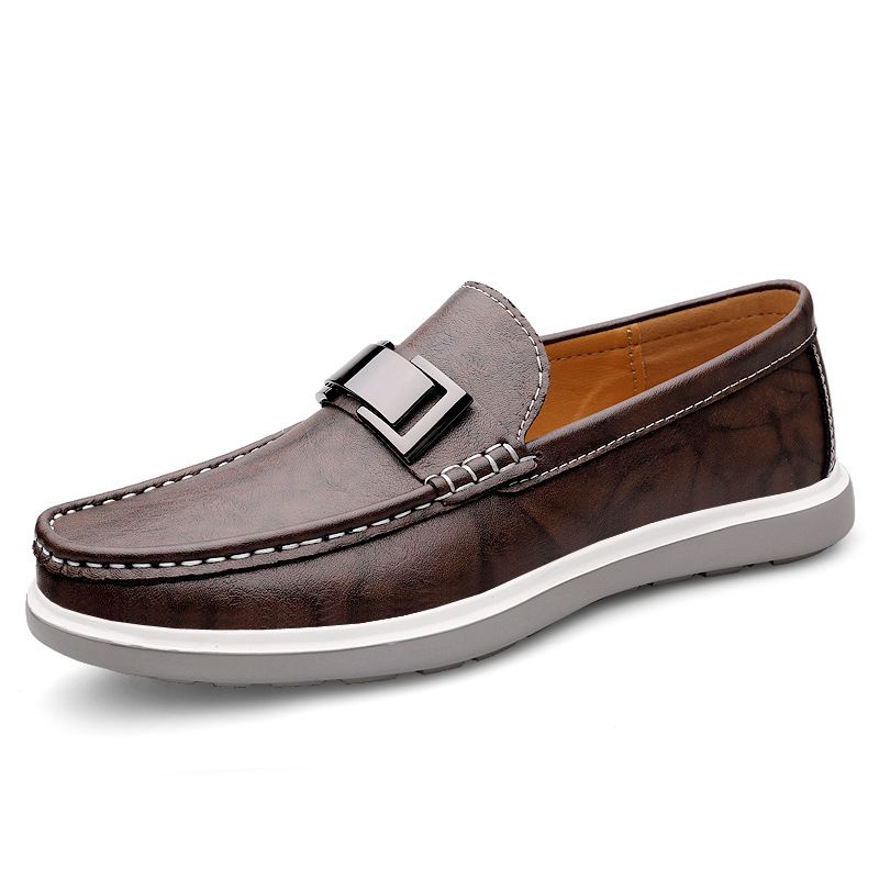 2389 Men's Loafers, Fashionable Leather Spring Low Cut Boots, Foot Stomping, Flat Bottomed Casual Shoes, Metal_vogvips.com