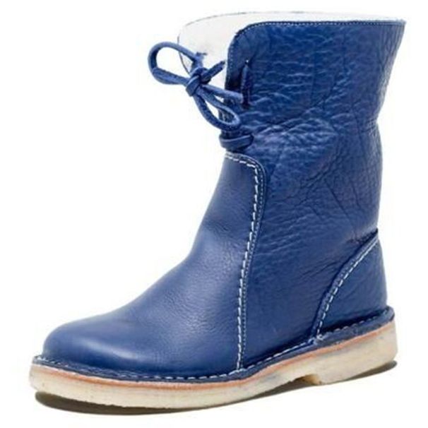 Women's Winter Snow Boots Mid-Calf Faux Fur Lined Warm Non-Slip Rubber Sole Round Toe Lace-Up Casual Boots For Women (Black/Red/Navy/Tan/Brown)_vogvips.com