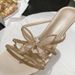 Women's Rhinestone Bow Heels - Round Toe Slip-On Dress Sandals For Women_vogvips.com