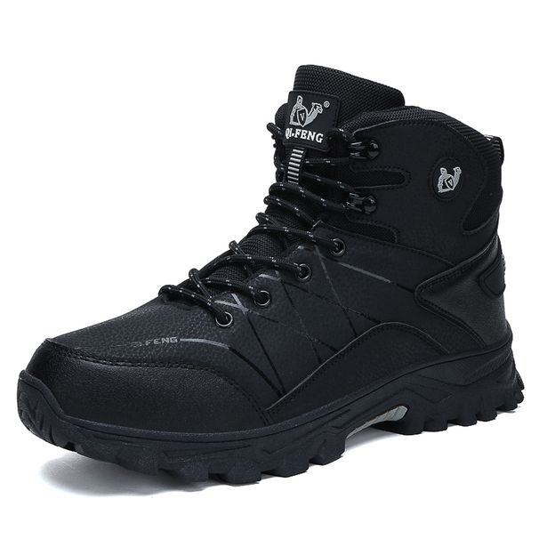 High-top Boots Men Comfortable Casual Anti-slip Breathable Warm Combat Boots Men Durable Plush Soft Outdoor Hiking Shoes Men_vogvips.com