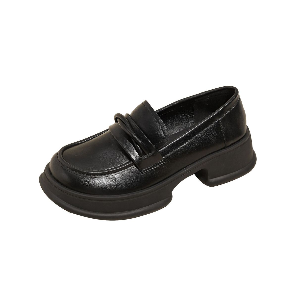 Small Loafers Women's Platform Shoes One Pedal Retro Small Leather Shoes British Style Single Shoes_vogvips.com
