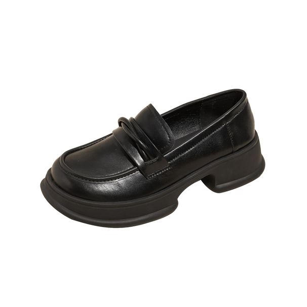 Small Loafers Women's Platform Shoes One Pedal Retro Small Leather Shoes British Style Single Shoes_vogvips.com