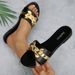 Women's Fashionable Round Toe Flat Sandals Slippers With Bow Buckle Versatile Solid Color Decoration_vogvips.com
