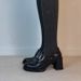 Women's Shoes New Style High Heeled Loafers, Petite Chunky Heel Single Shoes, Black, Versatile Slip On, Deep Mouth JK Leather Shoes_vogvips.com