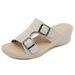 Q316-1 New 2025 Lightweight Slippers Casual Simple Wedge Metal Buckle Large Size Women's Sandals_vogvips.com