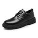Spring Casual Leather Big Toe British Work Korean Style Trendy Black Low-top Men's Shoes_vogvips.com