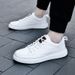 Men's White Seasonal Fashion Single Simple And Versatile Small Leather Thick Soled Casual Board Shoes, Trendy Shoes_vogvips.com