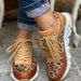 Foreign Trade Large Size Leopard Print Lace Up Women's Shoes 2024 New Thick Soled Round Toe Low Top Leopard Print Sports And Casual Shoes For Women_vogvips.com
