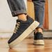 Men's Casual Sneakers - Retro Style Comfortable Breathable Low-Top Lace-Up Shoes With Thick Sole (Black/Khaki/Wheat)_vogvips.com