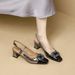 2026 Spring Commuting Women's Shoes: Luxurious Color-Block Metal Square Buckle Closed-Toe Chunky Heel Sandals,_vogvips.com