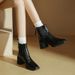 High Ankle 2025 Winter New Thick Heel Brown Women Mid-Calf Fashion Square Toe Stretch Women's Leather Boots_vogvips.com