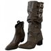 New Original Women's Leather Pointed-Toe Long With Rivets And Pleated Design, Western Cowboy Riding Boots_vogvips.com