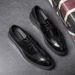 Xinyida Trendy Korean Version Business Formal Casual Men's Block Carved Pointed Leather Shoes 9701-H_vogvips.com