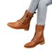 Cross-border New Plus Size Soes Round Toe Cunky Heel Lace-up Side Zipper Solid Color Mid-calf Women's Martin Boots_vogvips.com