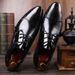 Men's Classic Business Casual Leather Shoes - Pointed Toe Low-Cut Oxfords With Rubber Sole For Office & Wedding Lace Up British Style Wedding Shoes_vogvips.com