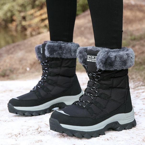 Snow Boots For Women, Winter Warmth, Outdoor Mid Boots, Skiing Cotton Shoes For Women_vogvips.com