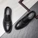 Business round toe leather shoes men's carved Brock dress Derby shoes_vogvips.com