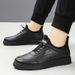 Leather Thick Sole Business White British Style Slip-On Men's Casual Shoes_vogvips.com
