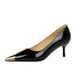 2627-A2 Style Fashionable Banquet High Slim Heels, Shallow Mouth Patent Leather, Metal Pointed Toe, Single Order Shoes_vogvips.com
