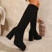 Winter High Heeled Fashion Boots For Women Plus Size Slimming High Top Chunky Heel New Style European And American_vogvips.com