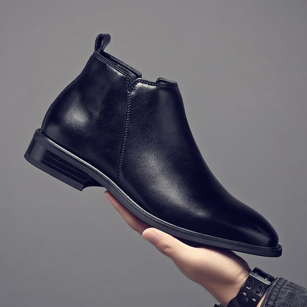 Martin Boots Men's Leather Pointed Single Chelsea Boots Men's High-top Leather Shoes Style Men's Boots Low-top_vogvips.com