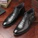 European Warm Series Autumn Winter Thickened Martin Boots Casual Pointed Toe Men's Genuine Fashion Lion Head Leather Shoes_vogvips.com