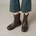 Weiwei Lady 5732-5 British Style Women's Martin Boots 2025 Autumn New Flat Round-Toe Black Short Boots_vogvips.com
