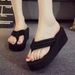 Women's Summer New Style Slippers High Heel Thick Sole Flip-Flops Simple Non-Slip Fashionable Outdoor Beach Vacation_vogvips.com