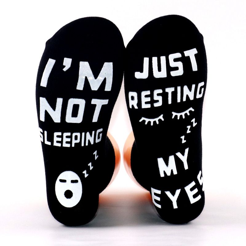 Pure cotton casual sports socks explosive sole creative letter non-slip adhesive floor socks_vogvips.com