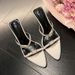 Women's Fashionable High Heeled Stiletto Sandals Two Straps Metal Buckle Pointed Toe Open Toe Summer Style Comfortable Versatile_vogvips.com