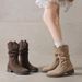 Melard Mid-Calf Short For Women 2025 Autumn Winter New Western Cowboy Slouch Thick Sole Martin Single Boots_vogvips.com
