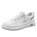 Men's White Breathable Platform Sneakers Casual Fashion Thick Sole Lace-up Board Shoes Comfortable Lightweight Trendy Non-slip_vogvips.com