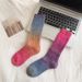 Trendy Gradient Knit Socks For Men And Women - Soft Cotton Blend, Mid-Calf Height, Double-Needle Stitched, Warm & Breathable For Winter All Seasons_vogvips.com