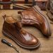 European Warm Series Autumn Winter Men's British Style High Top Genuine Leather First Layer Cowhide Short Mid-top Martin Boots_vogvips.com