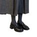 Thick-heeled Loafers Women's One-footed Round Toe Single Shoes Leather Commuter Lazy Leather Shoes._vogvips.com