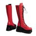 Wedge Side Zipper Gothic Style Thick-Soled Long Motorcycle Rider Over-the-Knee Plus Size Slimming High Boots_vogvips.com