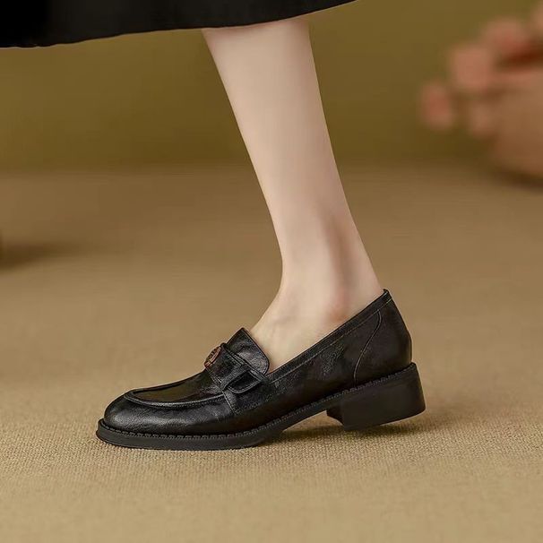 Soft Camellia Loafers For Women, 2025 Spring And Autumn New British Style Small Leather Shoes, Soft-soled Slip-on Shoes_vogvips.com