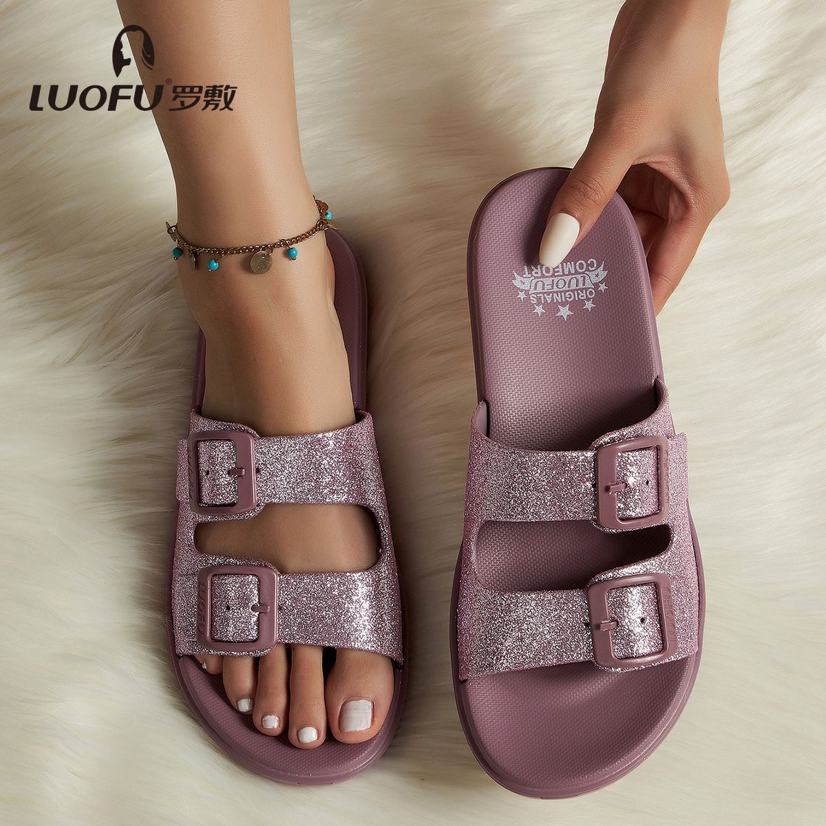 New Luofu Fashionable Women's Outdoor Double-Buckle Sandals, Thick-Soled Eva Material, Comfortable And Eco-Friendly_vogvips.com