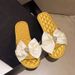 French Sweet Bow Satin Bridal Sandals Spring Summer Bridesmaids Non-Slip Household Slippers For Morning Robes Wear_vogvips.com