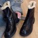 Sheepskin Martin For Women, Chunky Heel, Slim Short Boots, Winter Non-Slip Waterproof, Fleece-Lined, Thickened, Warm_vogvips.com