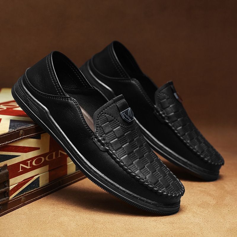 Slip-on Lazy Bean Shoes Leather Men Autumn Casual Leather Shoes Men_vogvips.com
