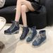 Women's Platform Boots – Newspaper Print Sole & Fleece Lined (Hidden Wedge & Retro)_vogvips.com